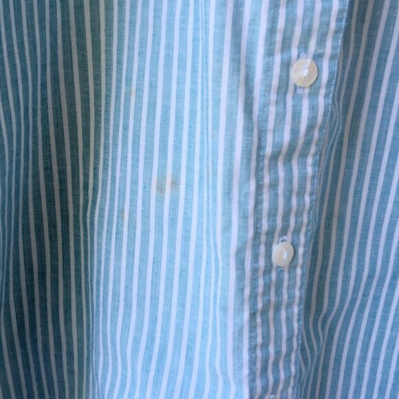 90s Pinstripe Button Down with Floral Decal - Picture 4 of 4